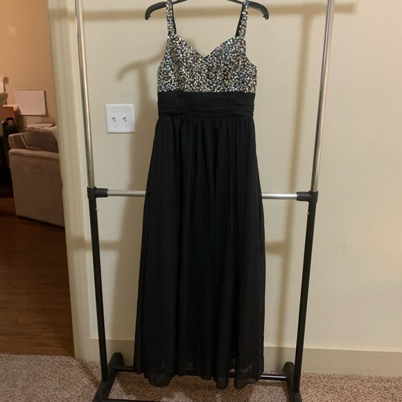 Black Pageant/Prom/Mardi Gras/Formal Dress,beaded, seqiuined, PERFECT - Picture 2 of 11